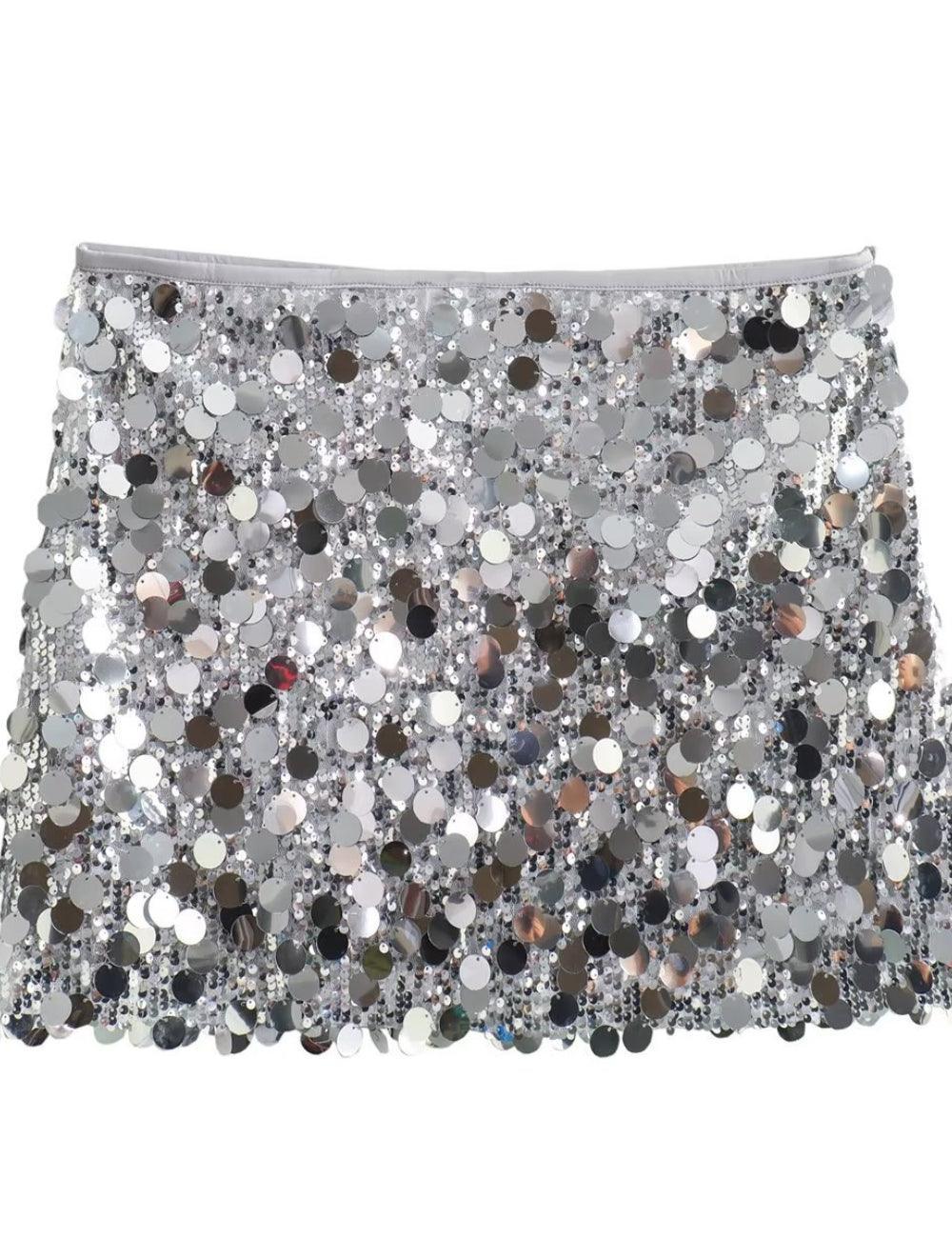 Ladies Low Rise Sequin Mini Skirt A-2835 - SWEETKAMA