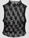 Ladies Lux Floral See Through Lace Sleeveless Blouse SKT274 - SWEETKAMA