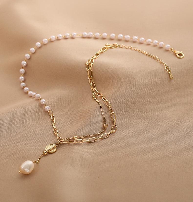 Ladies Lux Golden Beads and Pearl Necklace SKAJ001 - SWEETKAMA