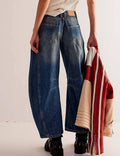 Ladies Mid Rise Wide Leg Barrel Jeans SKP522 - SWEETKAMA