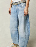 Ladies Mid Rise Wide Leg Barrel Jeans SKP522 - SWEETKAMA