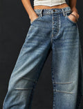 Ladies Mid Rise Wide Leg Barrel Jeans SKP522 - SWEETKAMA