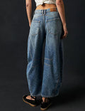 Ladies Mid Rise Wide Leg Barrel Jeans SKP522 - SWEETKAMA