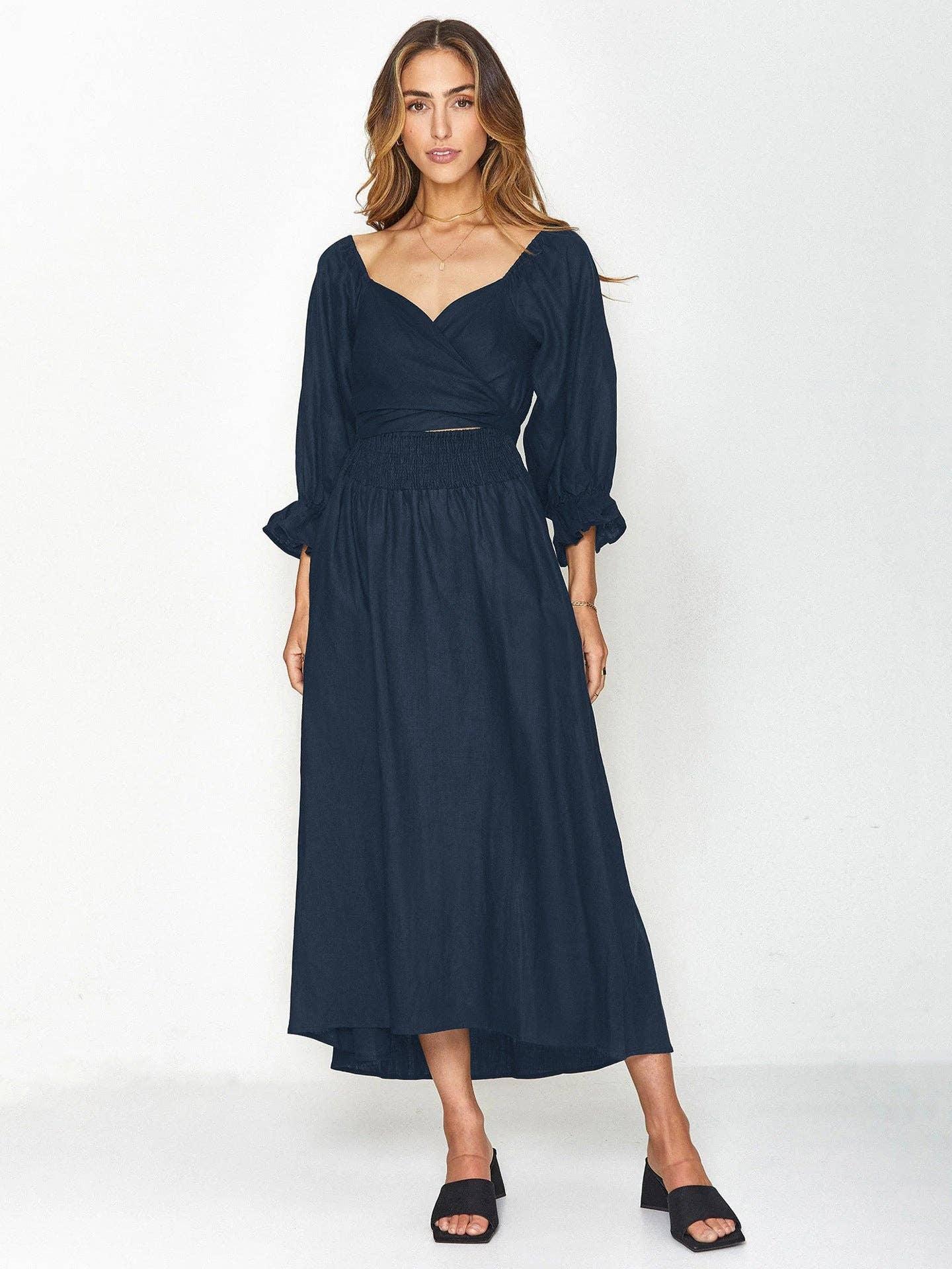 Ladies Mid Sleeves Daily Reversible Midi Dress GQPL - SWEETKAMA