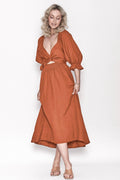 Ladies Mid Sleeves Daily Reversible Midi Dress GQPL - SWEETKAMA