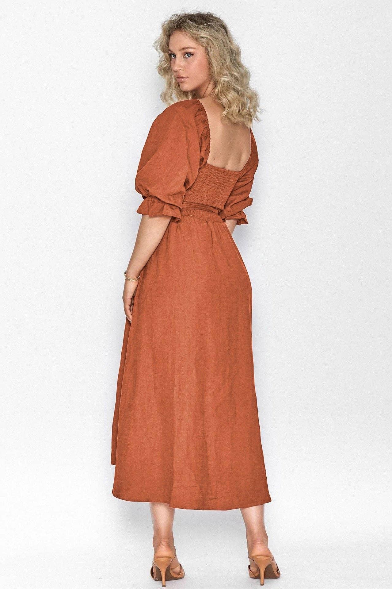 Ladies Mid Sleeves Daily Reversible Midi Dress GQPL - SWEETKAMA