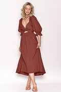 Ladies Mid Sleeves Daily Reversible Midi Dress GQPL - SWEETKAMA