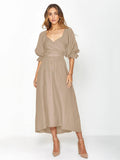 Ladies Mid Sleeves Daily Reversible Midi Dress GQPL - SWEETKAMA