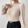 Ladies Mock Neck Ribbed Knit Sweater G1055 - SWEETKAMA