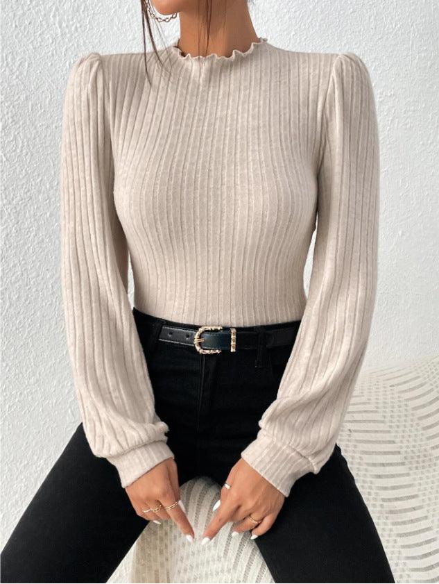 Ladies Mock Neck Ribbed Knit Sweater G1055 - SWEETKAMA