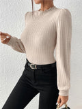 Ladies Mock Neck Ribbed Knit Sweater G1055 - SWEETKAMA