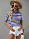 Ladies Multicolor Hallow Out Knit Blouse E2228 - SWEETKAMA