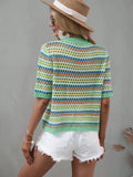 Ladies Multicolor Hallow Out Knit Blouse E2228 - SWEETKAMA