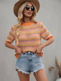 Ladies Multicolor Hallow Out Knit Blouse E2228 - SWEETKAMA