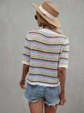 Ladies Multicolor Hallow Out Knit Blouse E2228 - SWEETKAMA