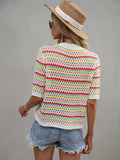 Ladies Multicolor Hallow Out Knit Blouse E2228 - SWEETKAMA