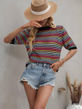 Ladies Multicolor Hallow Out Knit Blouse E2228 - SWEETKAMA