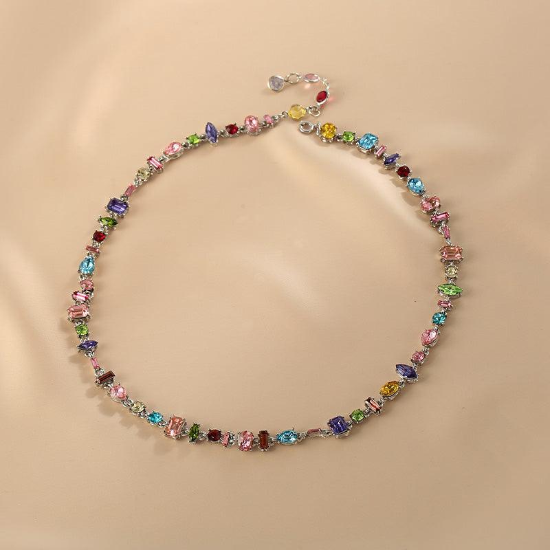 Ladies Multicolor Zircon Splice Necklace SKAJ030 - SWEETKAMA