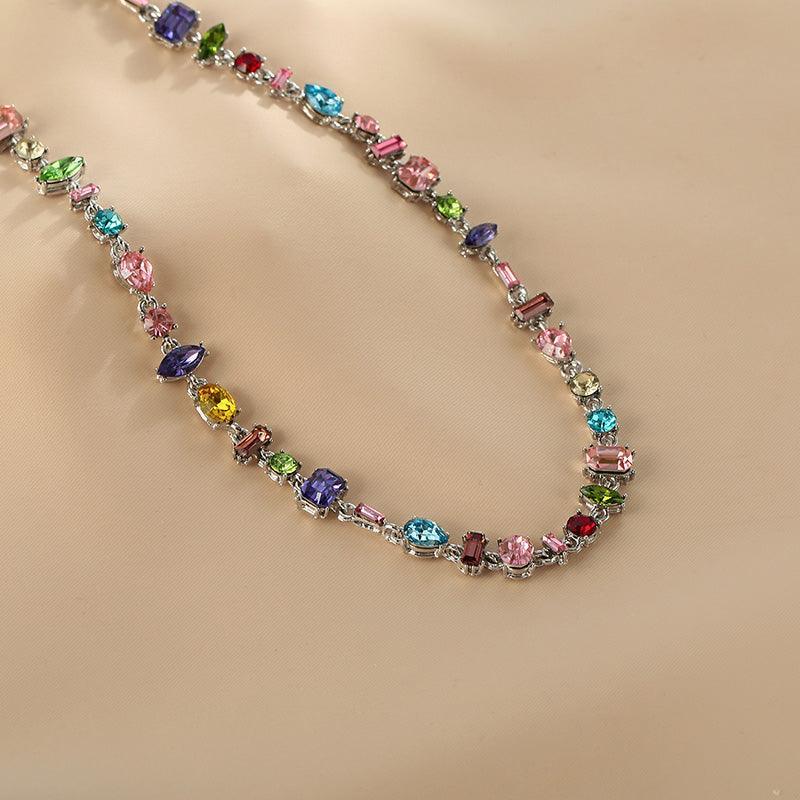 Ladies Multicolor Zircon Splice Necklace SKAJ030 - SWEETKAMA