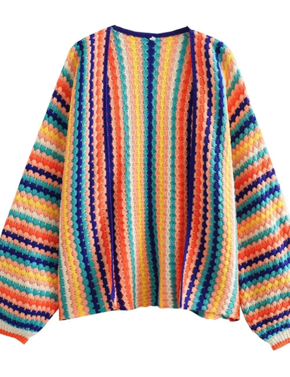 Ladies Multicolour Daily Knit Cardigan Sweater SKT2423 - SWEETKAMA