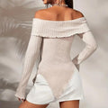 Ladies Off Shoulder Foldover Knit Tee K8921 - SWEETKAMA