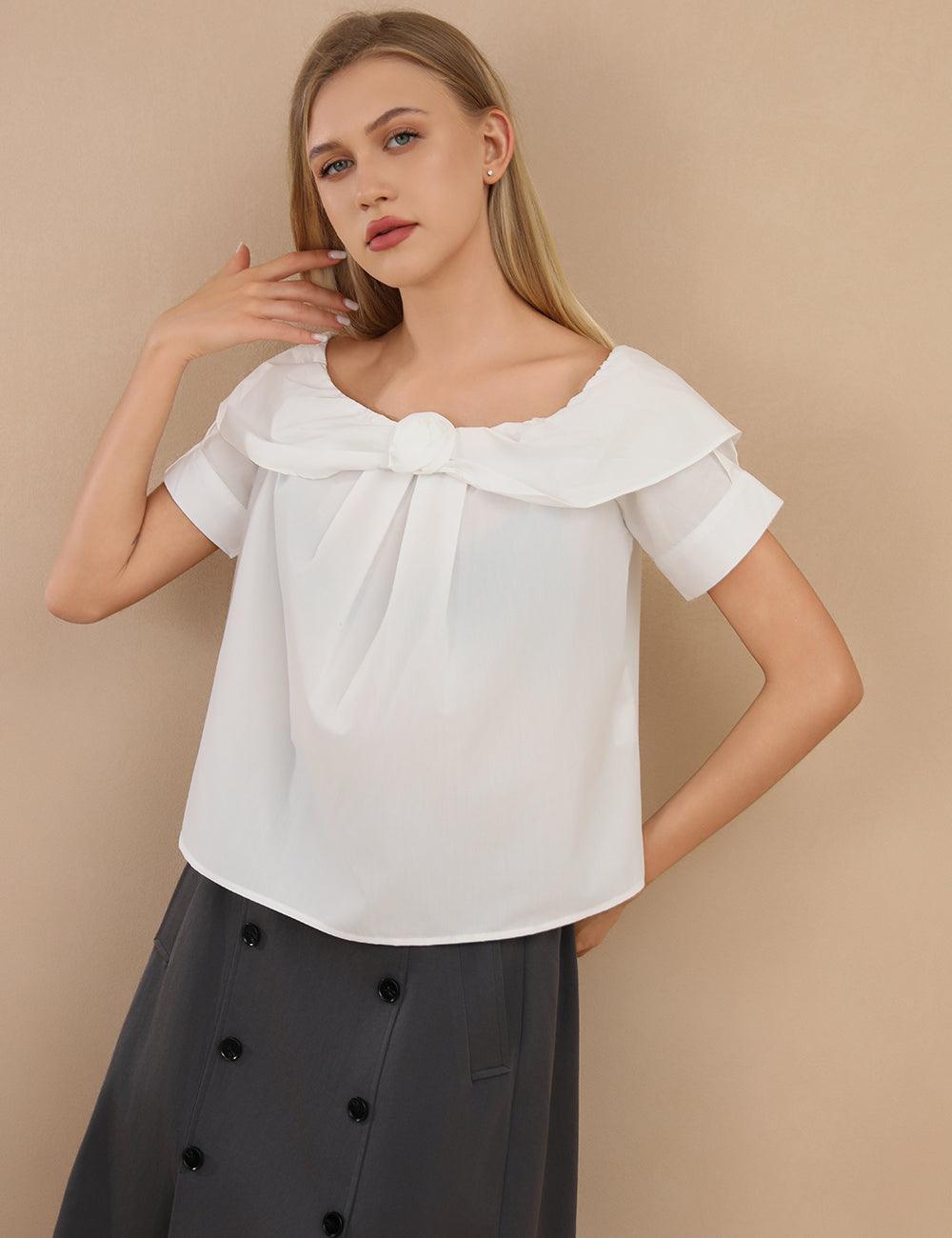 Ladies Off Shoulder Short Sleeves Blouse Top SKT402 - SWEETKAMA