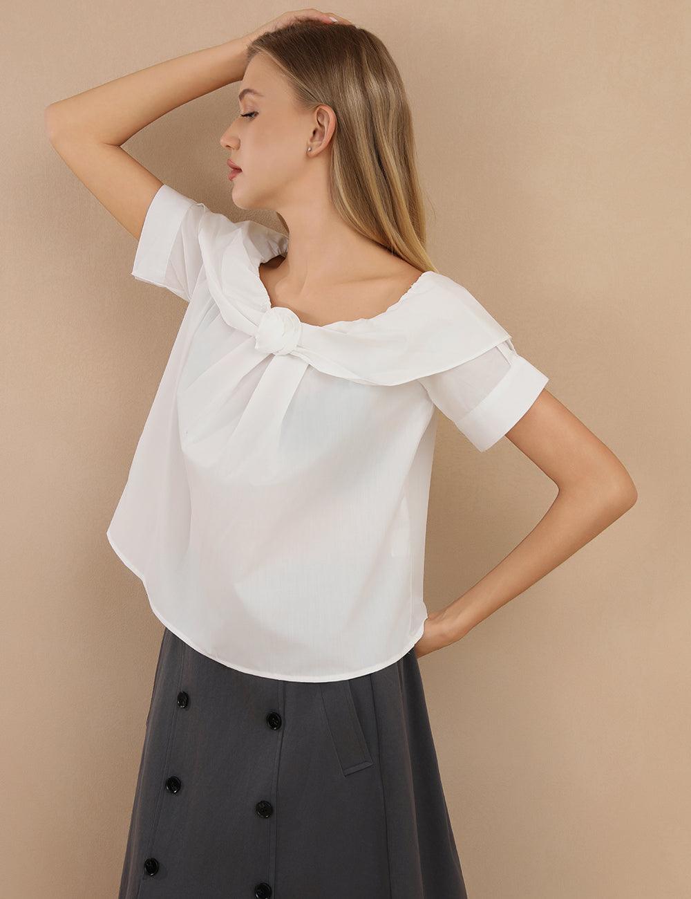 Ladies Off Shoulder Short Sleeves Blouse Top SKT402 - SWEETKAMA