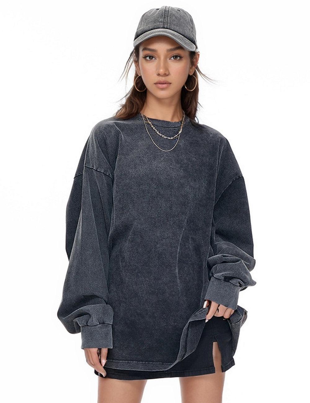 Ladies Oversize Round Neck Daily Sweatshirt ZJCX230 - SWEETKAMA