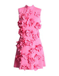 Ladies Pink 3D Flower Design Sleeveless Mini Dress SKX1777 - SWEETKAMA