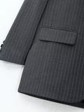 Ladies Pinstripe Suit Vest & Coat & Pants 3PCS Set 3809 - SWEETKAMA