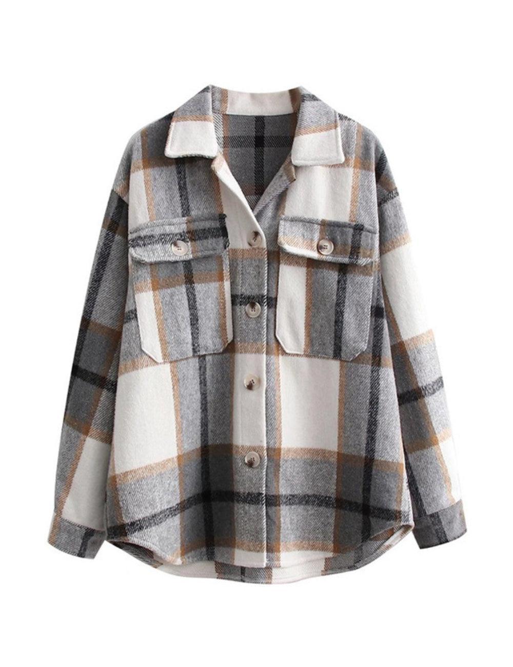 Ladies Plaid Print Long Sleeves Blouse 22000 - SWEETKAMA