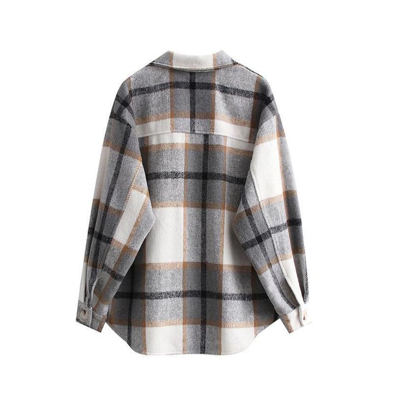 Ladies Plaid Print Long Sleeves Blouse 22000 - SWEETKAMA