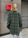 Ladies Plaid Print Long Sleeves Shirt CY0035 - SWEETKAMA