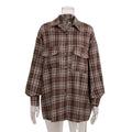 Ladies Plaid Print Long Sleeves Shirt CY0035 - SWEETKAMA