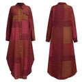 Ladies Plaid Shirt Feeling Relaxed Daily Long Dress 9237 - SWEETKAMA