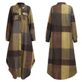 Ladies Plaid Shirt Feeling Relaxed Daily Long Dress 9237 - SWEETKAMA