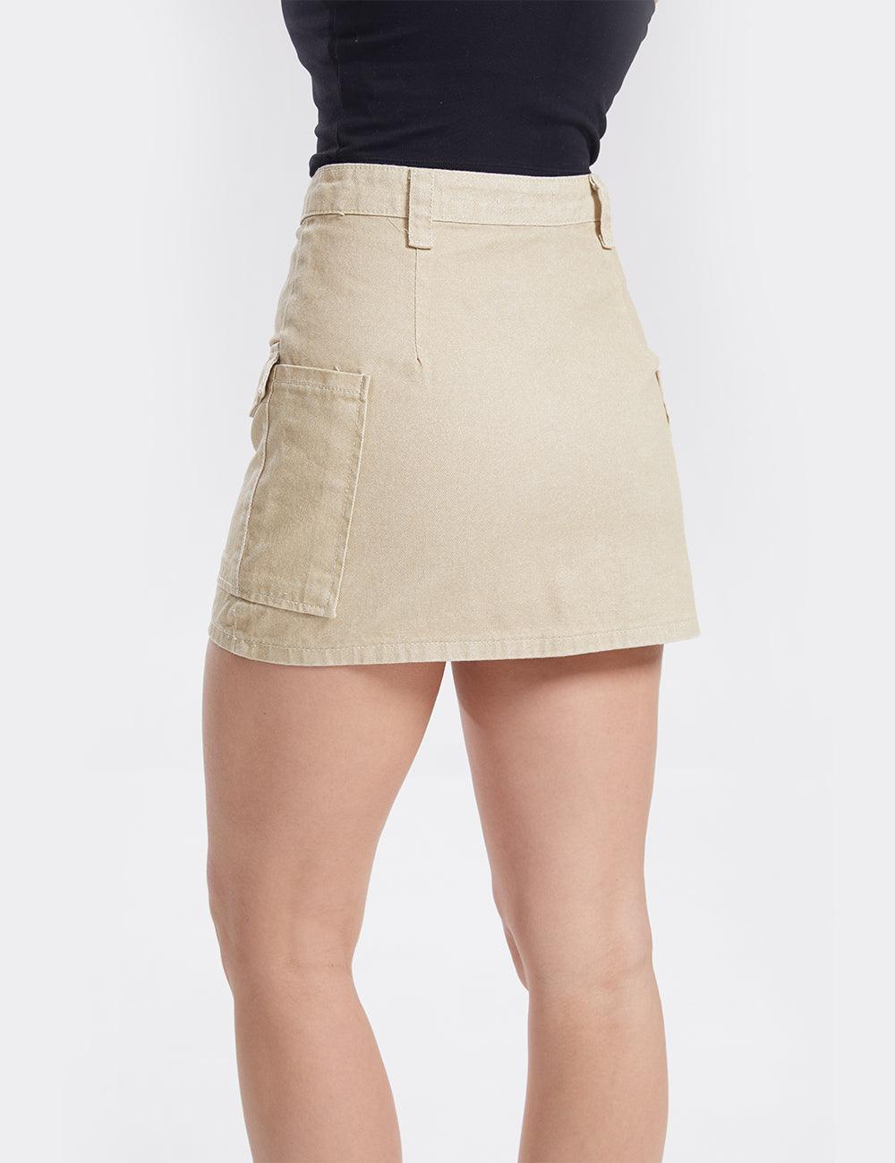 Ladies Pocket Solid Color Denim Mini Skirt SKS318 - SWEETKAMA