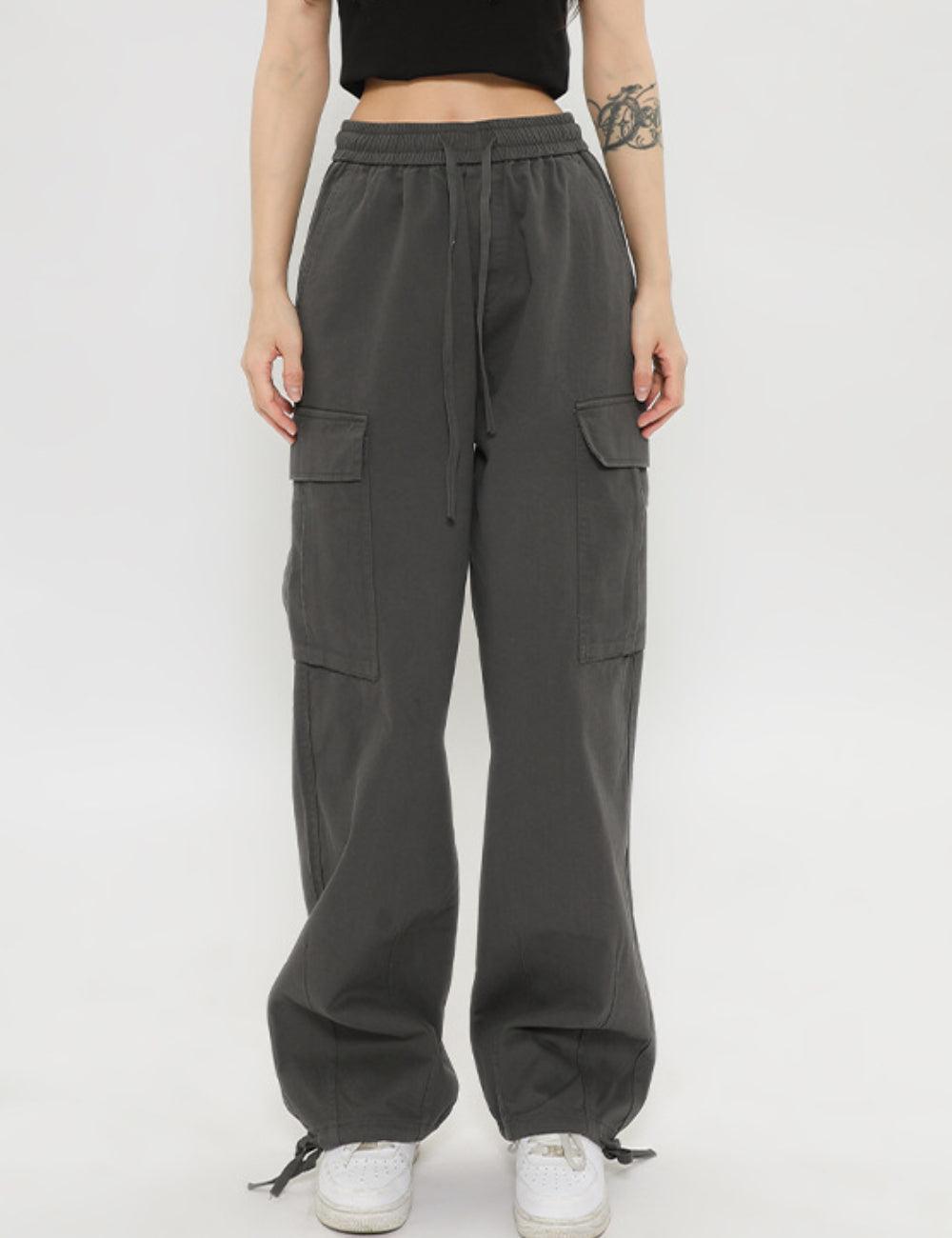 Ladies Pocket Wide Leg Cargo Pants 994 - SWEETKAMA