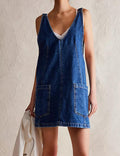 Ladies Pockets Denim Mini Dress SKD542 - SWEETKAMA