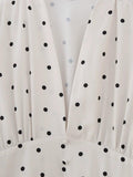 Ladies Polka Dot Print Lantern Sleeves Midi Dress QP233 - SWEETKAMA