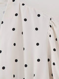 Ladies Polka Dot Print Lantern Sleeves Midi Dress QP233 - SWEETKAMA