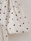 Ladies Polka Dot Print Lantern Sleeves Midi Dress QP233 - SWEETKAMA