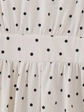 Ladies Polka Dot Print Lantern Sleeves Midi Dress QP233 - SWEETKAMA