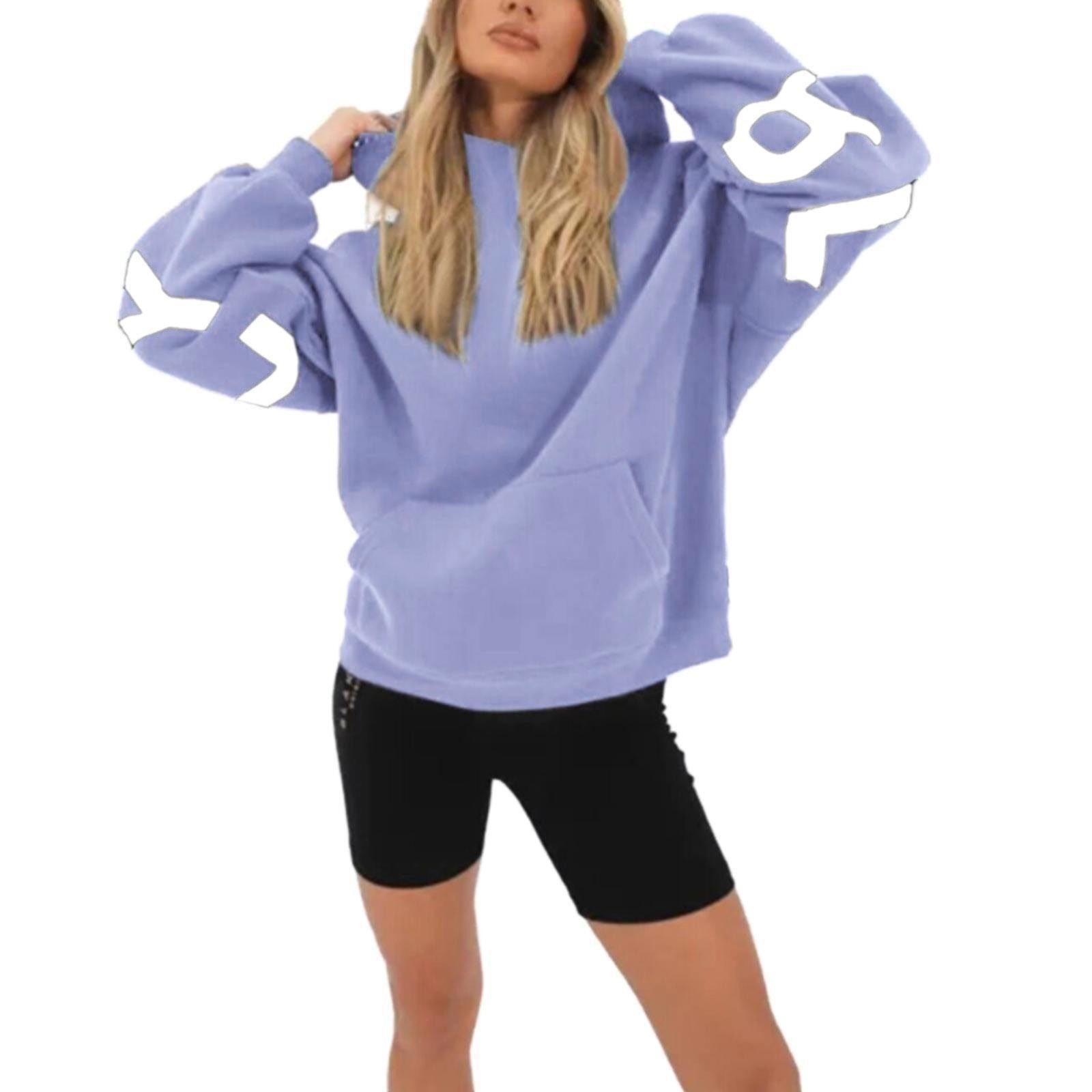 Ladies Print Long Sleeves Hoodie Sweatshirt 8888 - SWEETKAMA