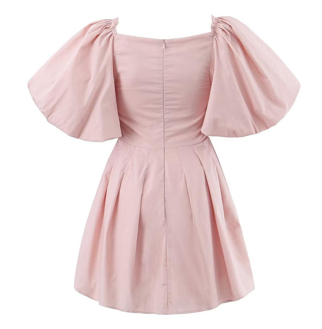 Ladies Puff Sleeves Knot Ruffle Hem Mini Dress ZY779 - SWEETKAMA