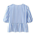 Ladies Puffed Sleeves Striped Blouse Top D16054 - SWEETKAMA