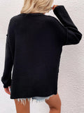 Ladies Round Neck Button Knit Sweater E2197 - SWEETKAMA