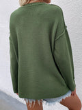 Ladies Round Neck Button Knit Sweater E2197 - SWEETKAMA