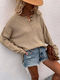 Ladies Round Neck Button Knit Sweater E2197 - SWEETKAMA