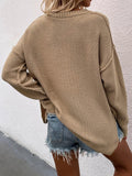 Ladies Round Neck Button Knit Sweater E2197 - SWEETKAMA